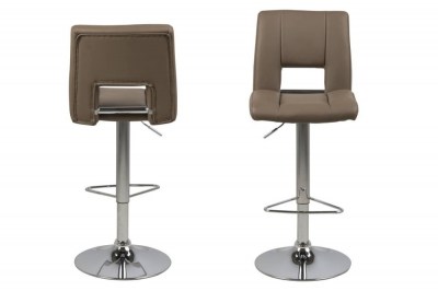 Dizajnová barová stolička Nerine, kapučínová a chrómová-ekokoza